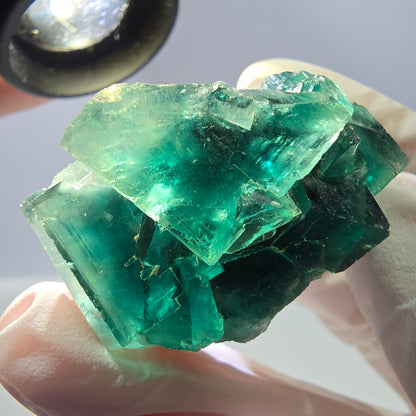 Rare spécimen de cube de fluorite fantôme, vert-violet, Okorusu, Namibie, 47 x 29 x 23 mm 