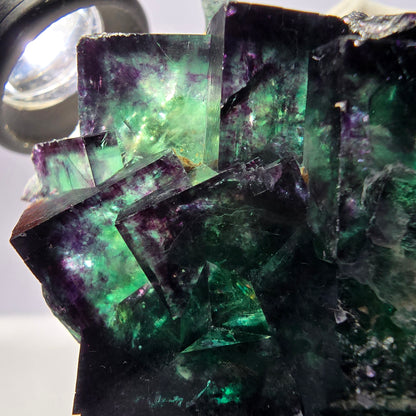 Rare spécimen de cube de fluorite fantôme, parqueté zonal Okorusu Namibie 70*51*43mm 