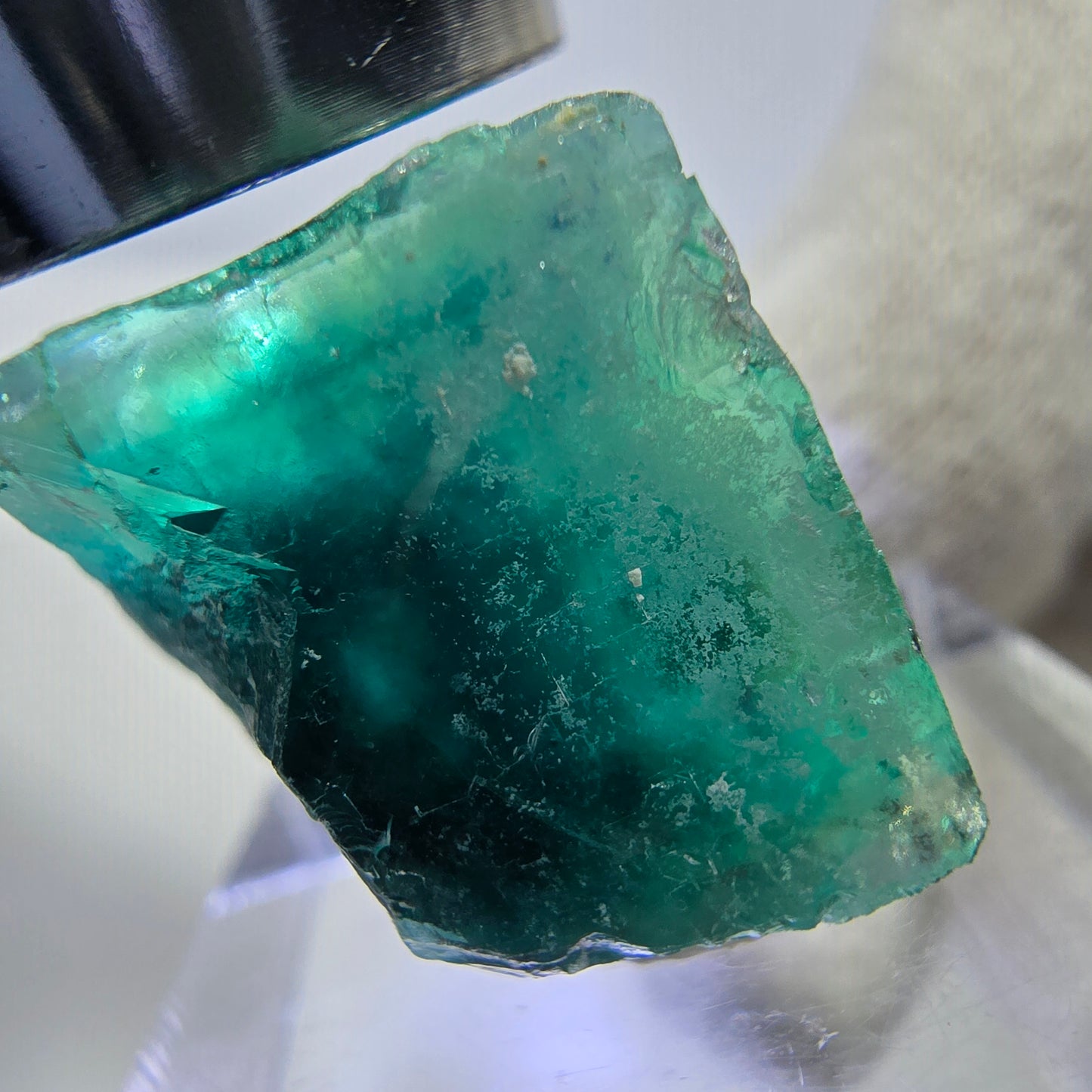Rare cube de fluorite fantôme, vert violet, Okorusu, Namibie, 26 x 26 x 20 mm 