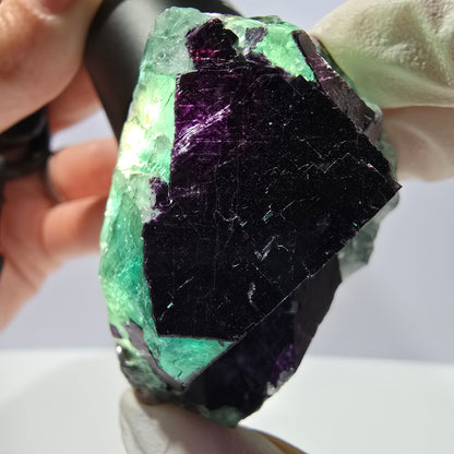 Spécimen de cube de fluorite fantôme vert violet zonal 11:11 Angel Pocket, Namibie 57*48*28mm 