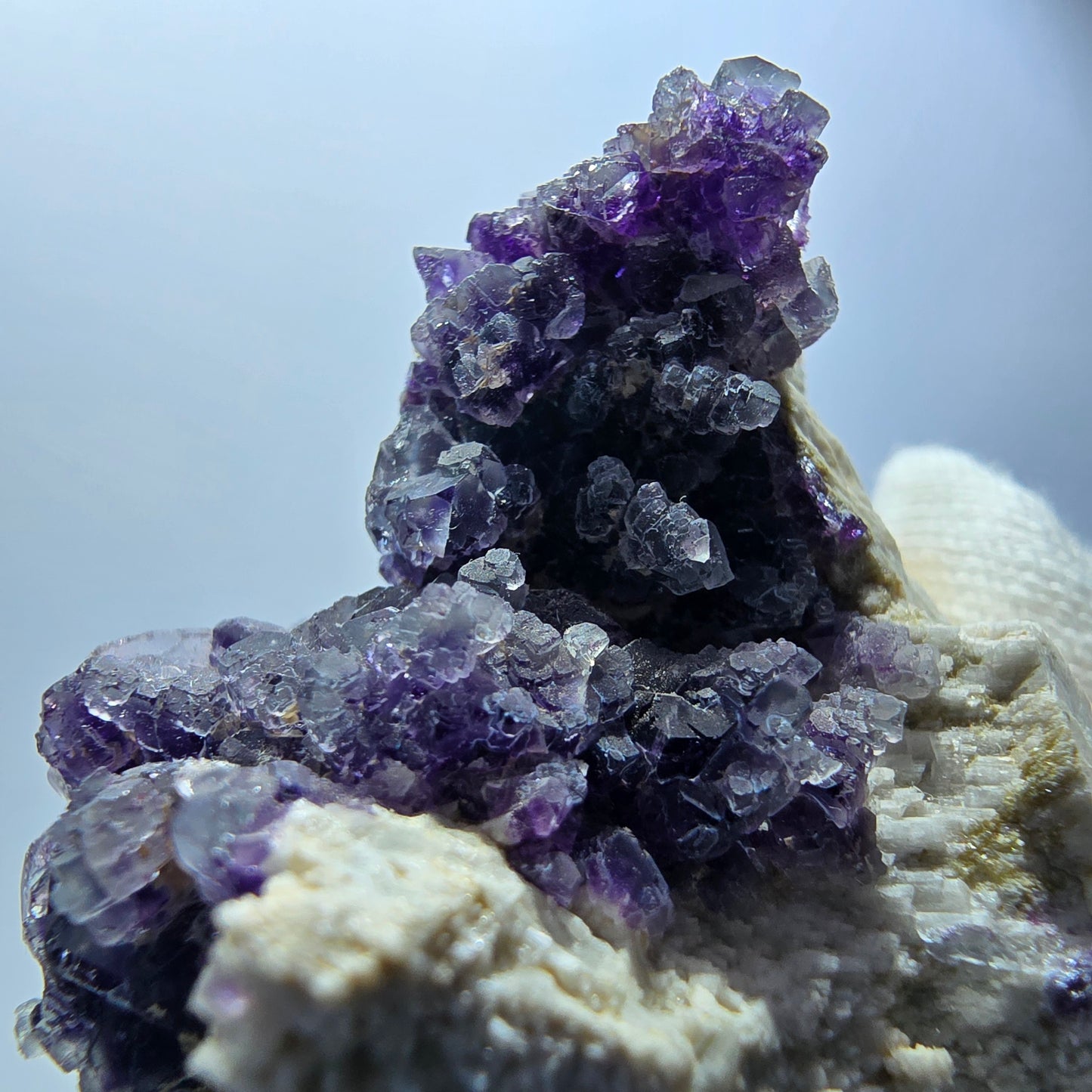 Cube de fluorite fantôme, hyalite, spécimen d'orthose, Erongo, Namibie, 73 x 52 x 49 mm 
