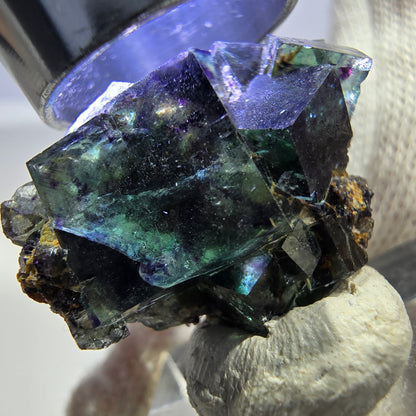 Klare Phantom Fluorit Würfel Stufe zonal grün lila Okorusu, Namibia 28*24*15mm