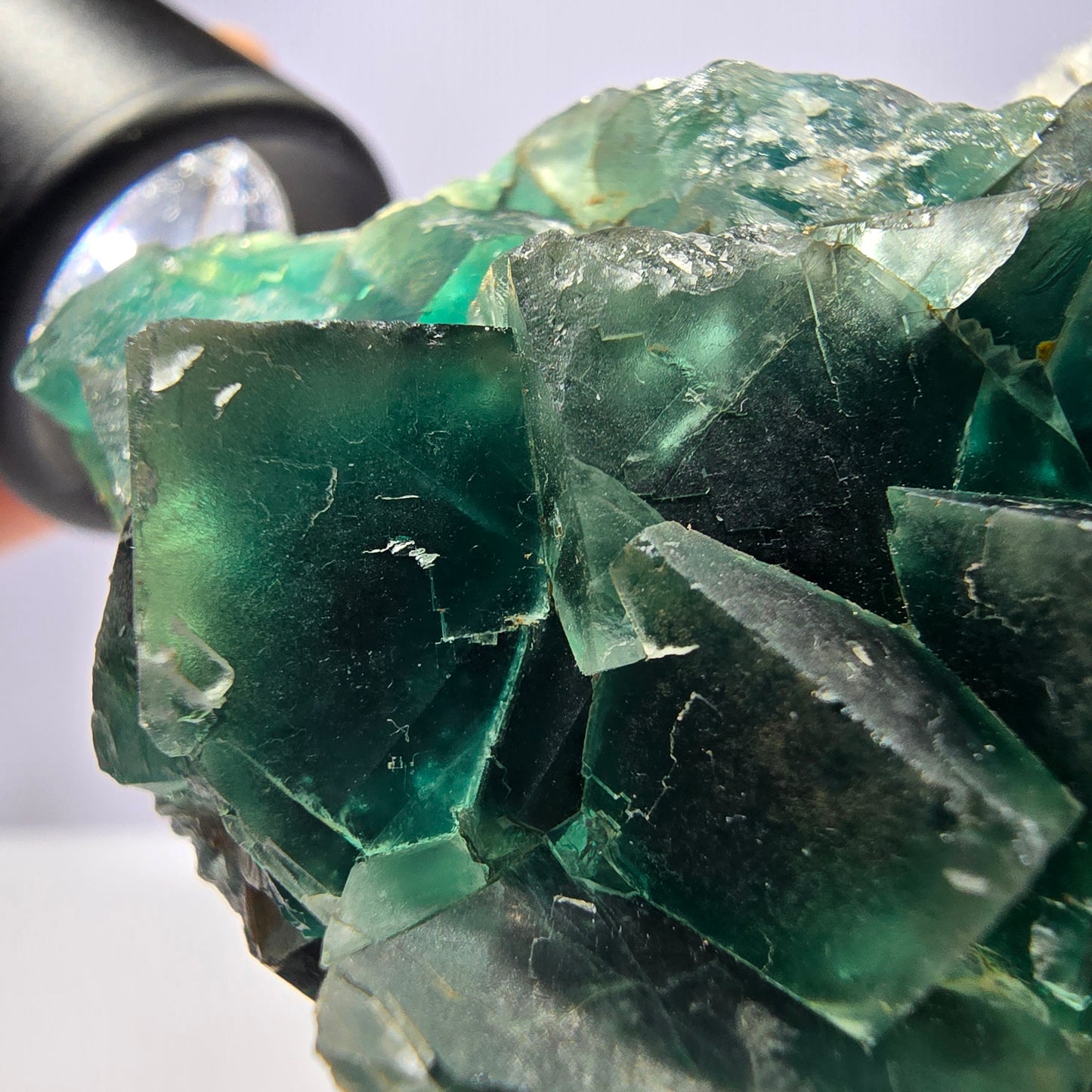 Seltene Phantom Fluorit Würfel Stufe parkettiert grün Okorusu Namibia 82*41*23mm