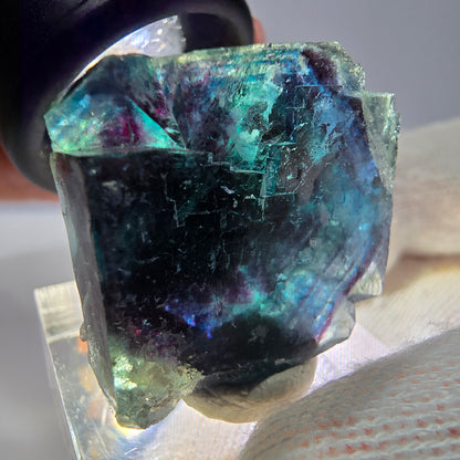 Spécimen de cube de fluorite fantôme, zonal – Nouvelle découverte ! Okorusu, Namibie, 33 x 31 x 21 mm 