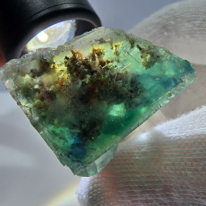 Spécimen de cube de fluorite fantôme très clair, vert turquoise Okorusu, Namibie 35*32*21mm 