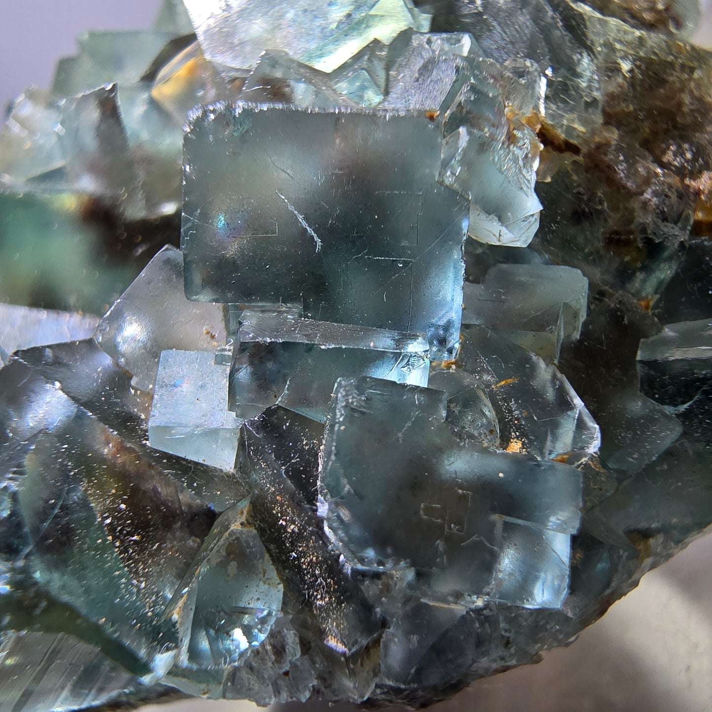 Rare spécimen de cube de fluorite fantôme, vert-brun, Okorusu, Namibie, 46 x 37 x 21 mm 