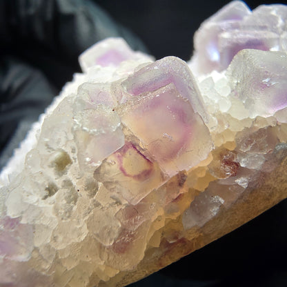 Cube de fluorite fantôme vert violet, spécimen de quartz Omehane, Namibie 55*42*18mm