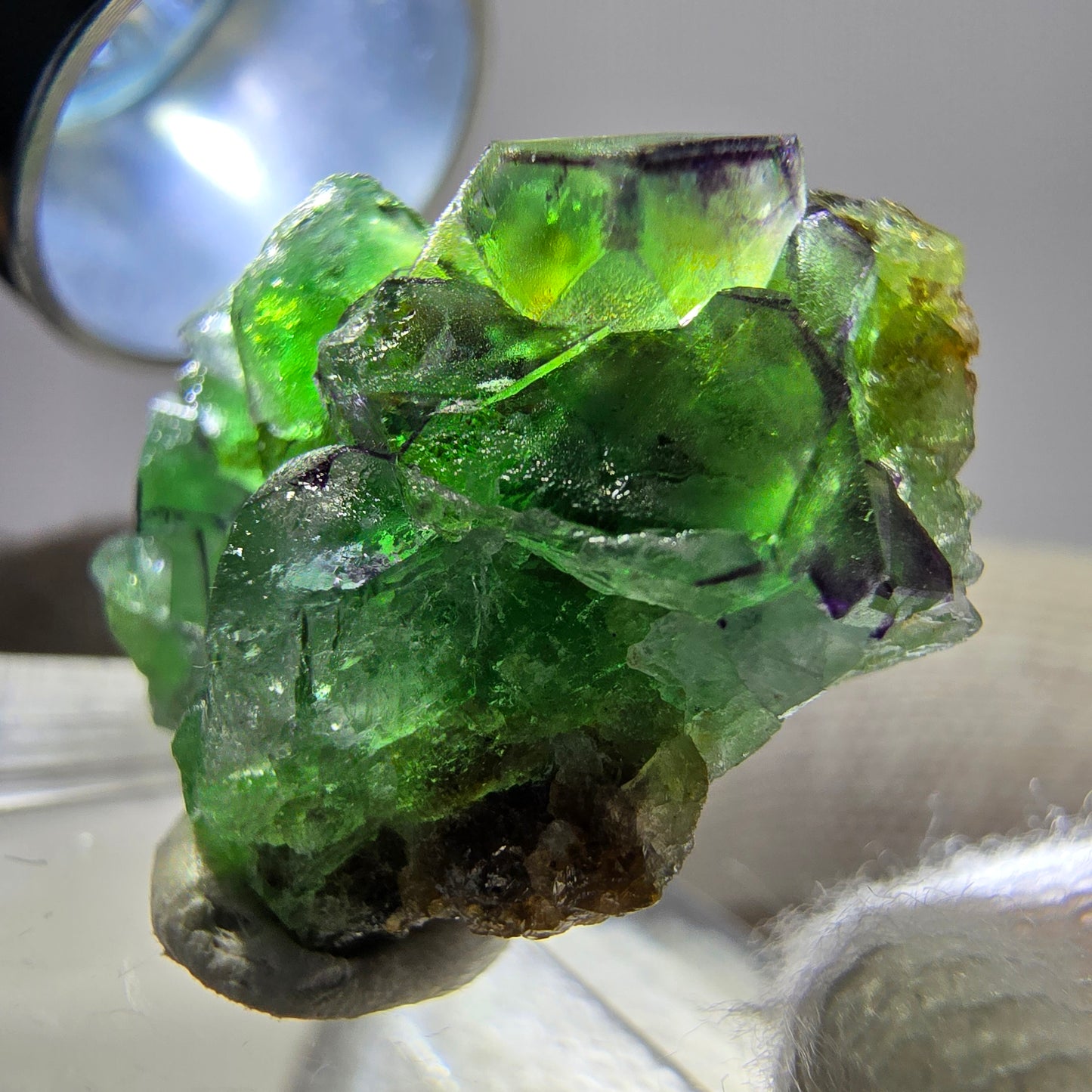 Phantom Fluorit Würfel zonal, grün braun lila Erongo, Namibia 24*17*13mm