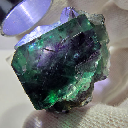 Spécimen zonal de cube de fluorite fantôme, vert violet, Okorusu, Namibie, 36 x 27 x 23 mm 