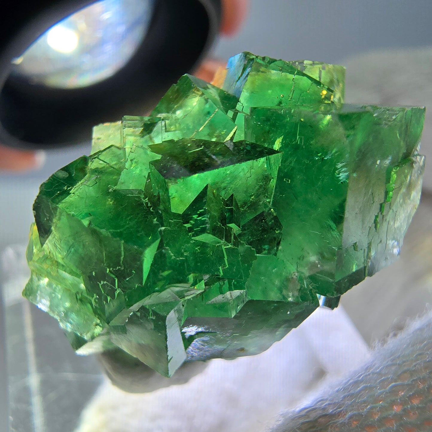 Cube de fluorite fantôme parqueté, vert Okorusu, Namibie 25*21*16mm 