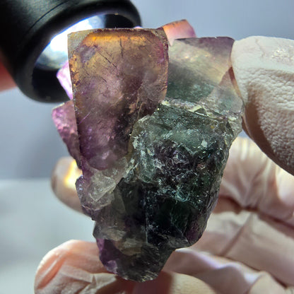 Rare spécimen de cube de fluorite fantôme, vert-violet, Okorusu, Namibie, 53 x 43 x 28 mm 