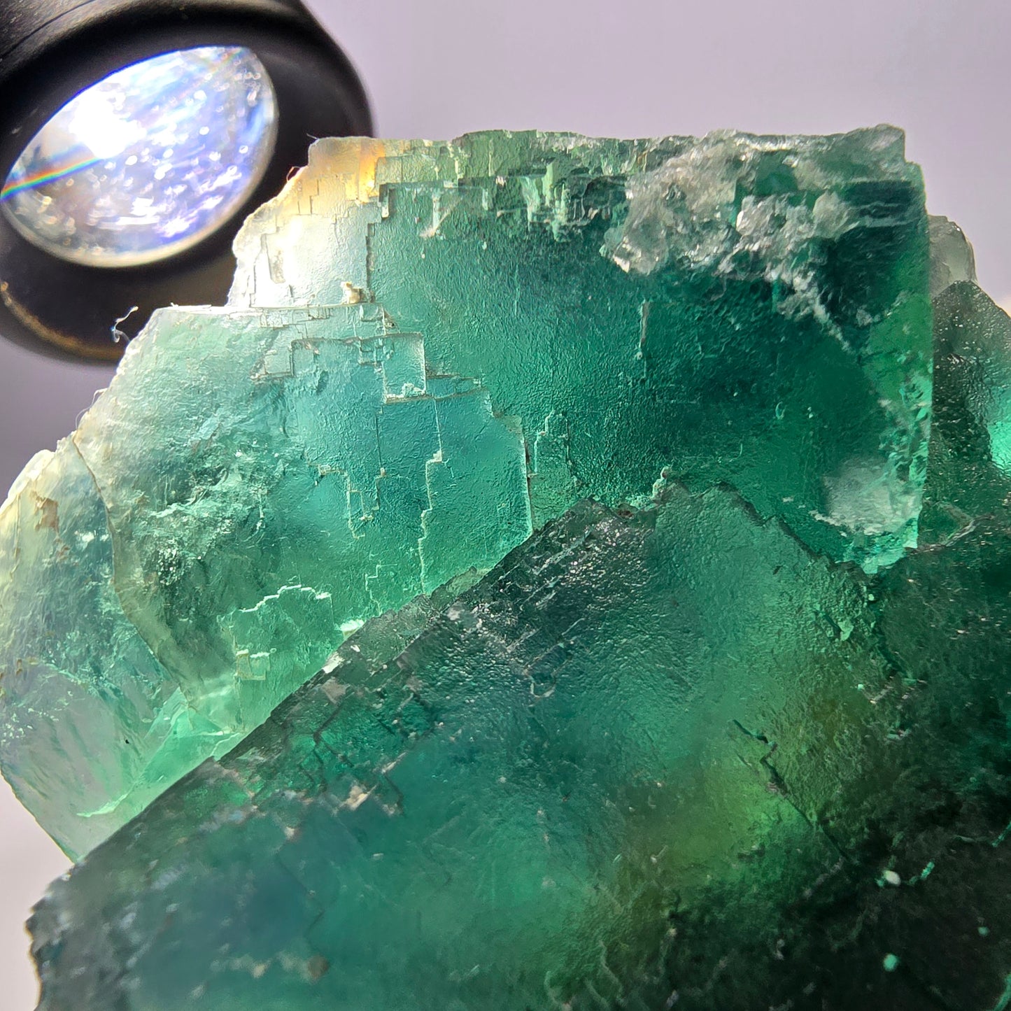 Rare spécimen de cube de fluorite fantôme, parqueté vert Okorusu, Namibie, 77 x 73 x 27 mm 