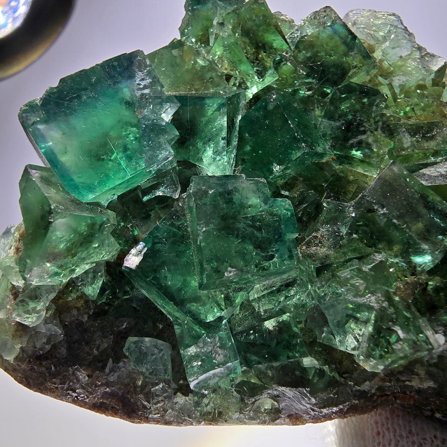 Spécimen de cube de fluorite fantôme transparente, parqueté Okorusu Namibie 95*54*21mm 