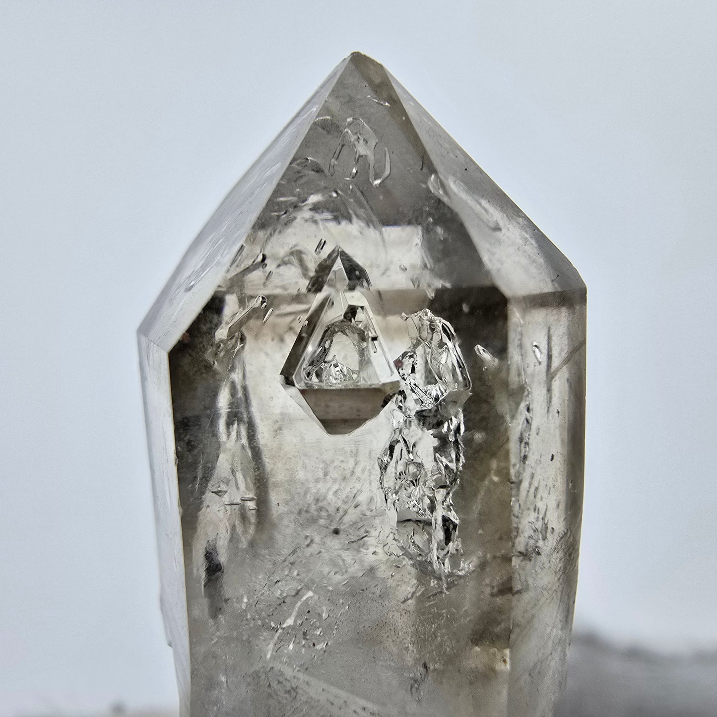 Enhydro Phantom Smoky Quartz Sceptre Tip 1x Bubble Goboboseb, Namibie 38*19*16mm 