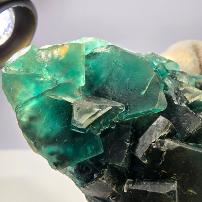 Rare spécimen de cube de fluorite fantôme, parqueté vert Okorusu, Namibie, 92 x 61 x 38 mm 