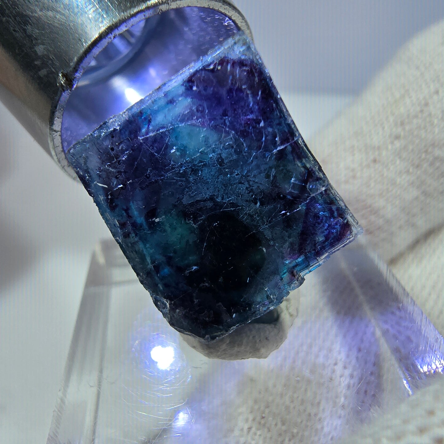 Phantom Fluorit Würfel Stufe, zonal - Neuer Fund! Okorusu, Namibia 21*19*15mm
