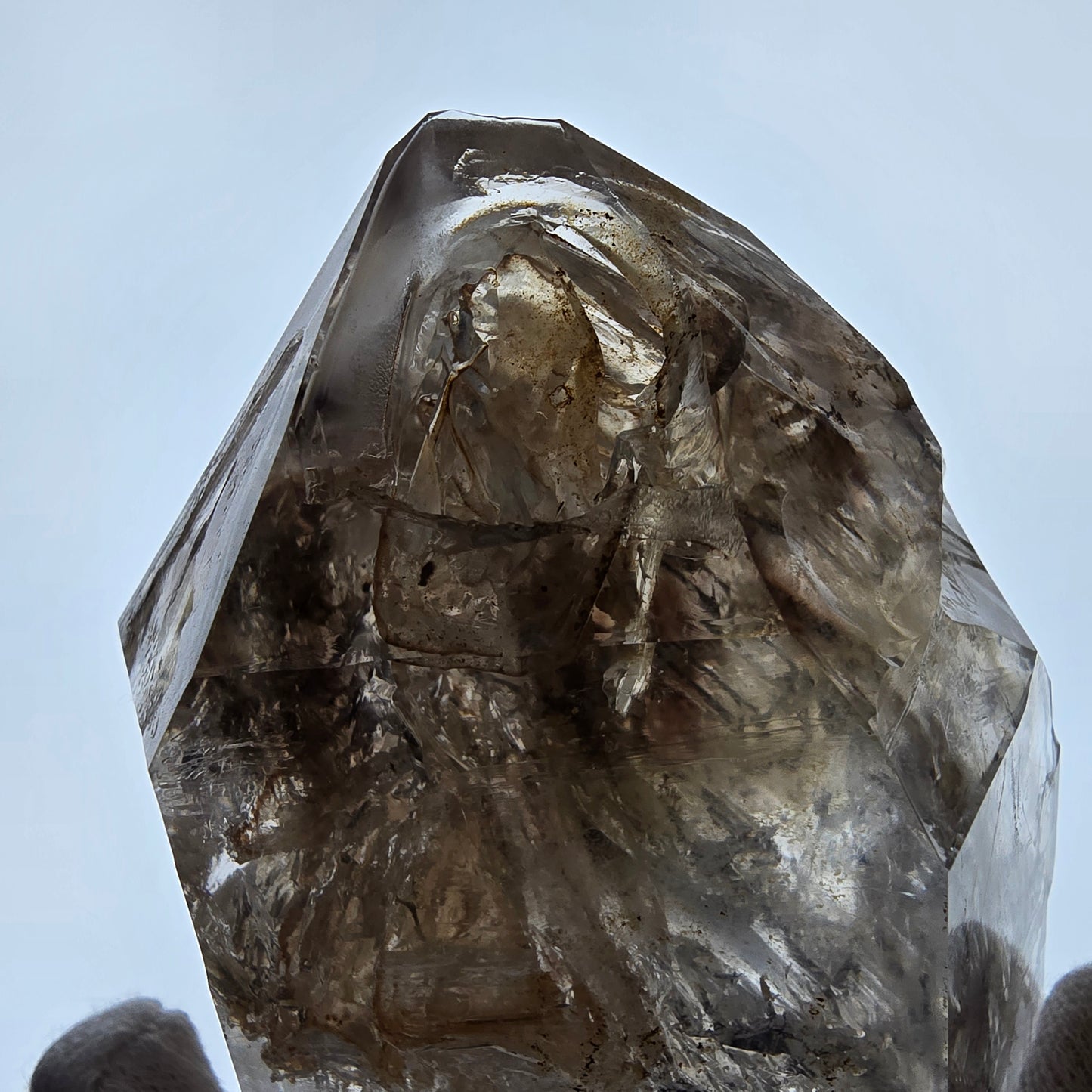 XL Enhydro Window Smoky Quartz Scepter, 2x Bubble Valentine Pocket Namibia 117*69*61mm 