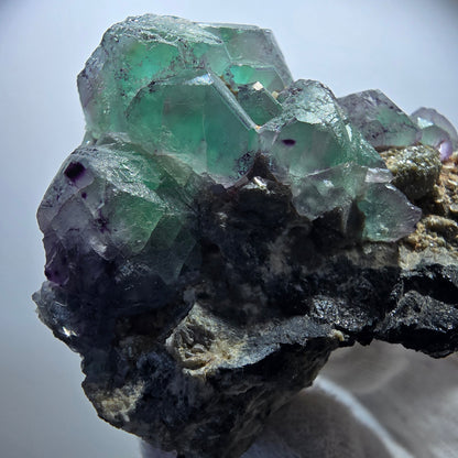 Phantom Fluorite zonal, Muscovite, Schorl Tourmaline specimen Erongo Namibia 62*48*33mm 