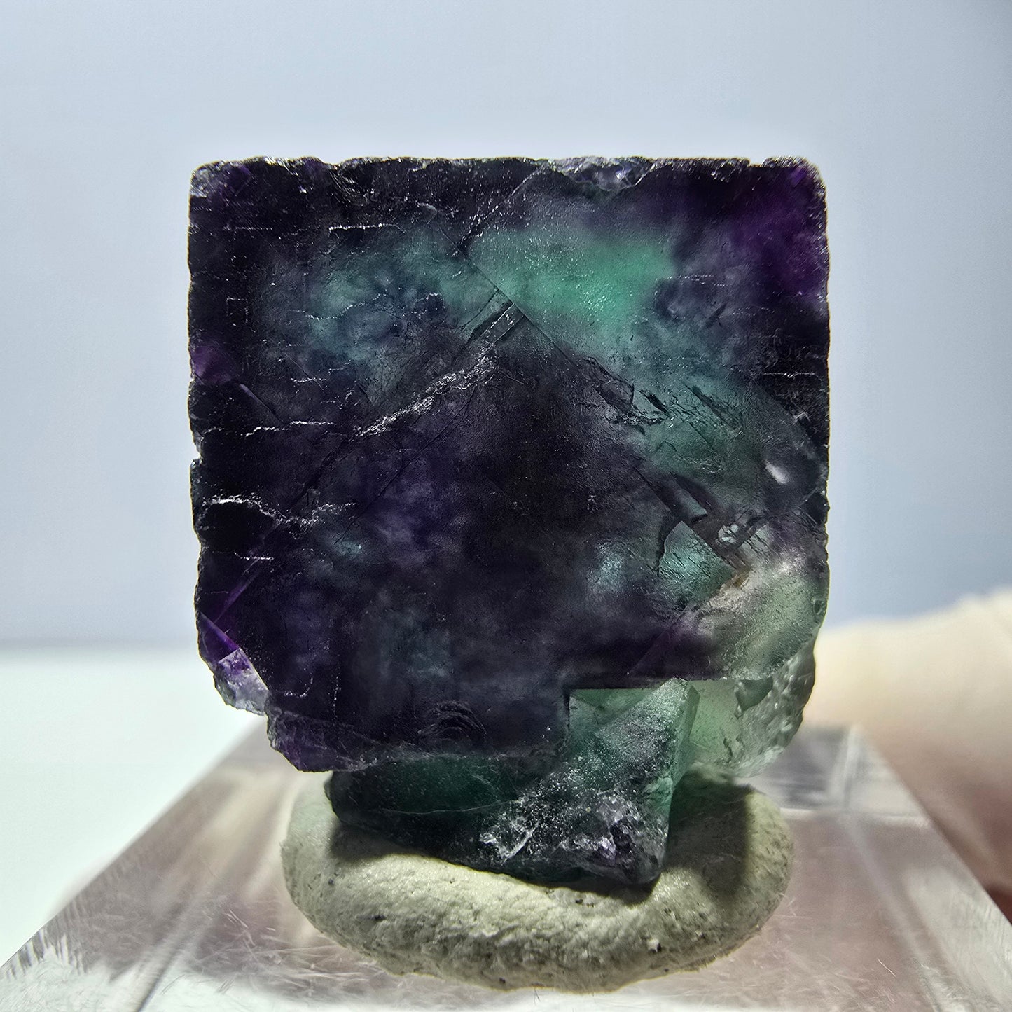 Phantom Fluorite cube parquetted, green purple Okorusu, Namibia 21*19*11mm 