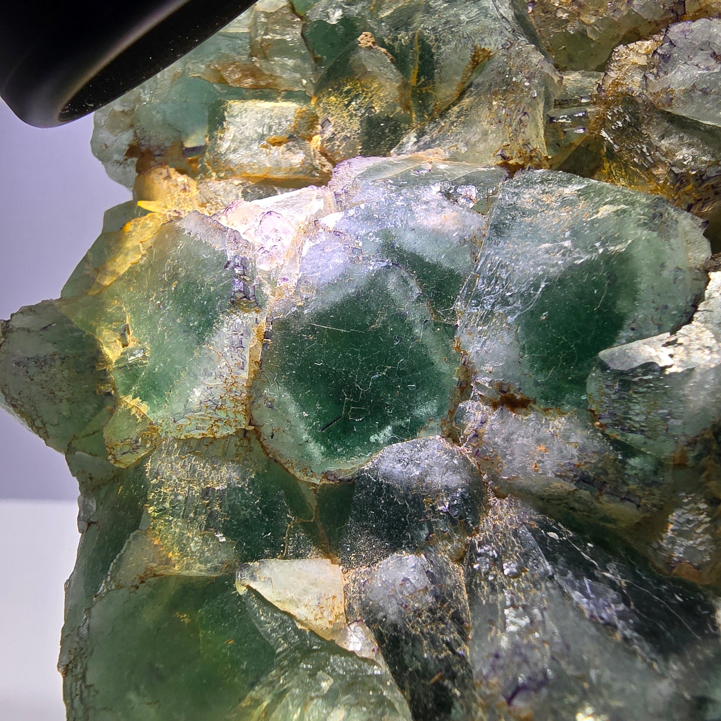 Cube de fluorite fantôme XL hexagonal à gradins zonal Erongo, Namibie 142 x 110 x 41 mm 