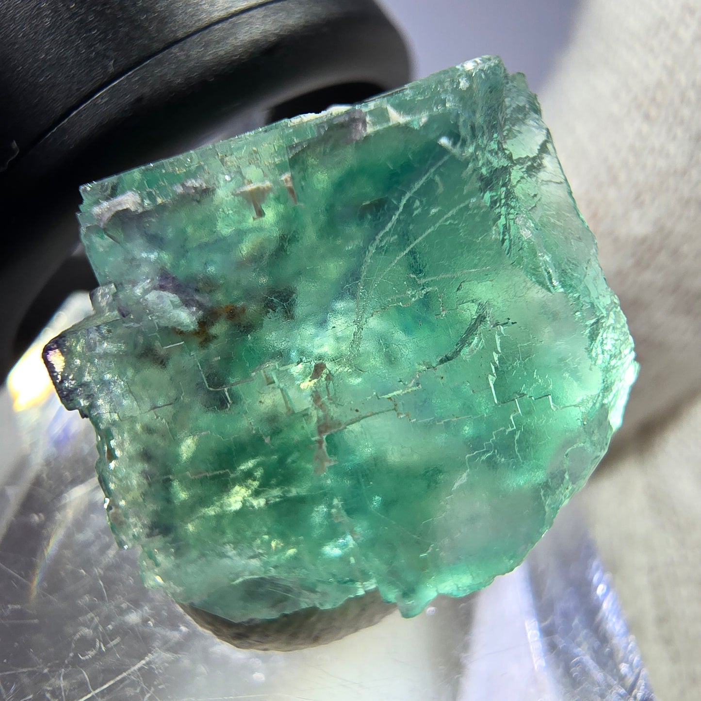 Seltener Phantom Fluorit Würfel, grün parkettiert Okorusu, Namibia 19*17*14mm