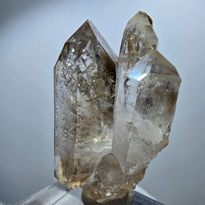 Sceptre en quartz fumé fantôme transparent, spécimen DT, Goboboseb, Namibie, 43 x 24 x 14 mm 