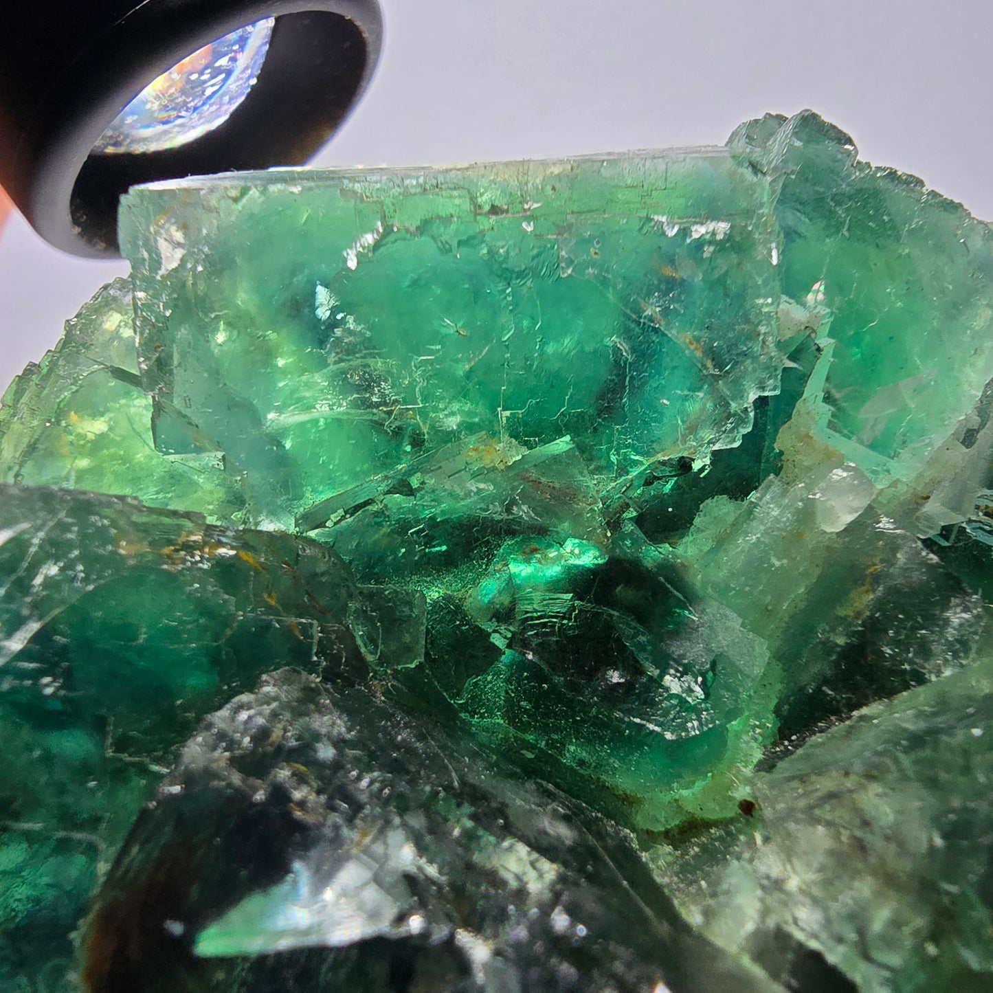 Grand spécimen de cube de fluorite fantôme, vert parqueté Okorusu, Namibie 84*80*40 mm 