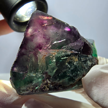 Spécimen de cube de fluorite fantôme parqueté vert violet Okorusu, Namibie 46*38*32mm 