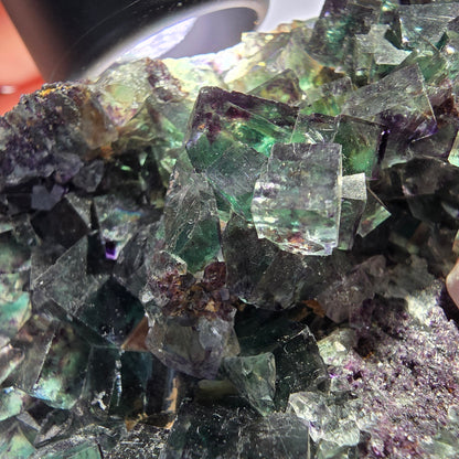 Grand spécimen de cube de fluorite fantôme, vert violet, Okorusu, Namibie, 83 x 55 x 29 mm 