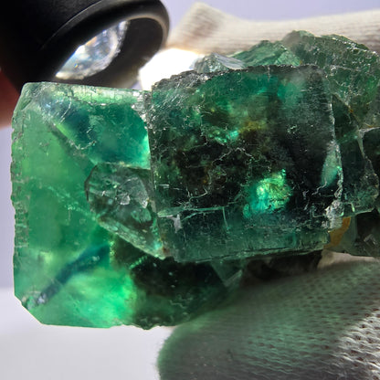 Seltene Phantom Fluorit Würfel Stufe parkettiert grün Okorusu Namibia 67*50*44mm