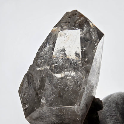 Sceptre squelette en quartz fumé Enhydro, calcite UV Valentine Pocket Goboboseb Namibie 99 x 56 x 45 mm 