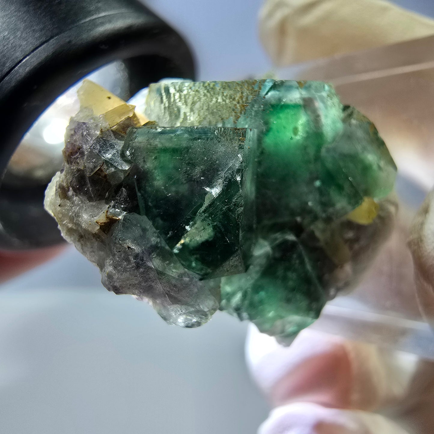 Phantom Fluorit Würfel, Quarz Stufe, grün Okorusu, Namibia 28*23*16mm