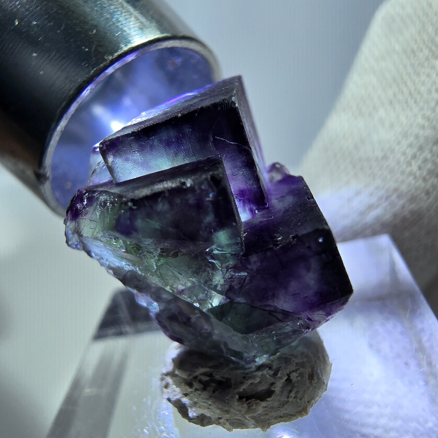 Spécimen de cube de fluorite fantôme zonal, vert violet Okorusu, Namibie 22*17*16mm 