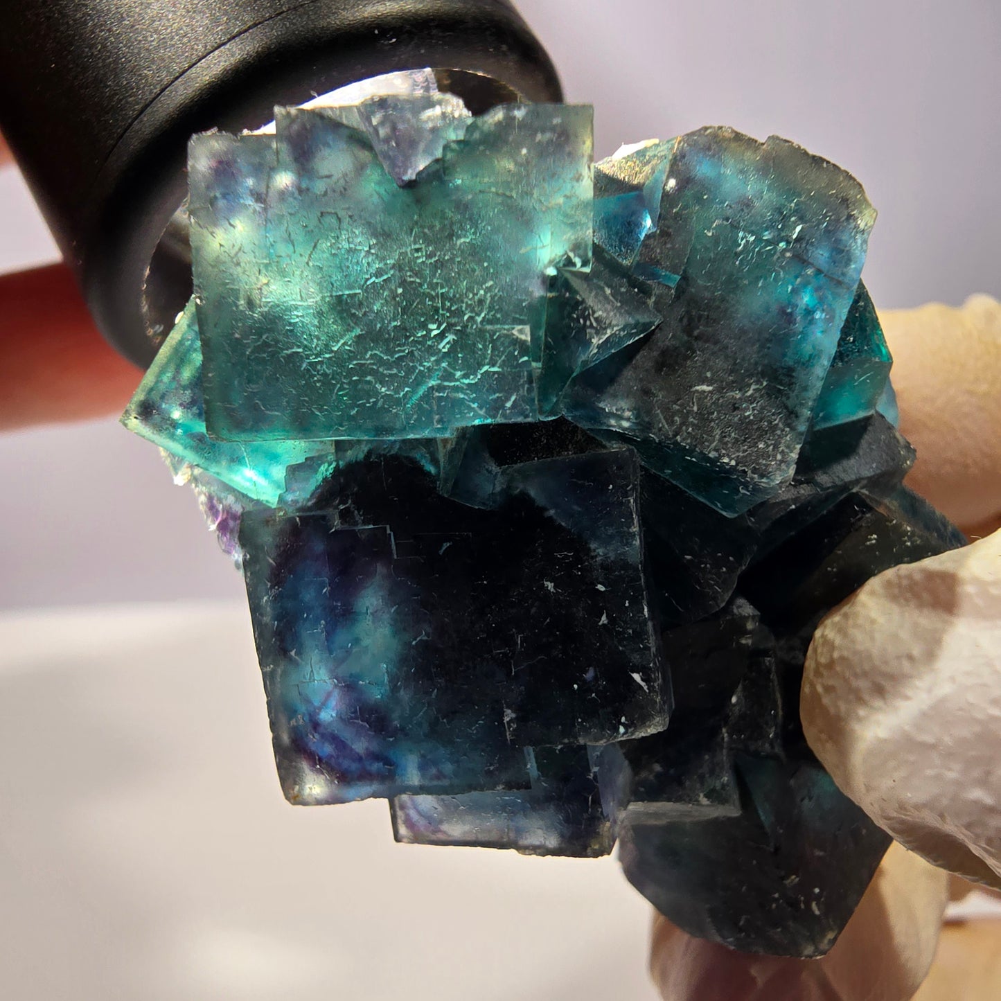 Rare spécimen de cube de fluorite fantôme, poche papillon, Okorusu, Namibie, 51 x 39 x 24 mm