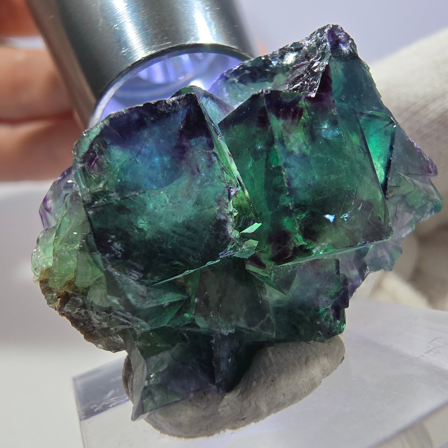 Clear Phantom Fluorite Cube Specimen zonal green purple Okorusu, Namibia 32*24*15mm 