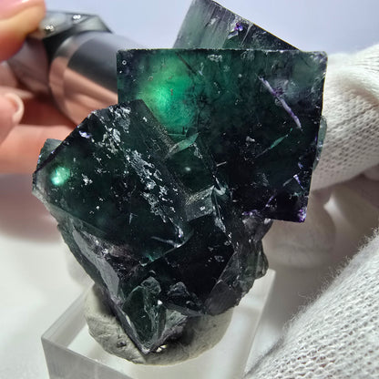 Klare Phantom Fluorit Würfel Stufe zonal grün lila Okorusu, Namibia 52*36*32mm
