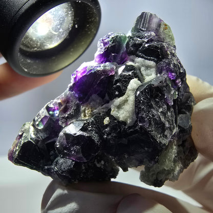 Cube de fluorite fantôme, spécimen de quartz vert violet, Okorusu, Namibie, 53 x 43 x 40 mm 