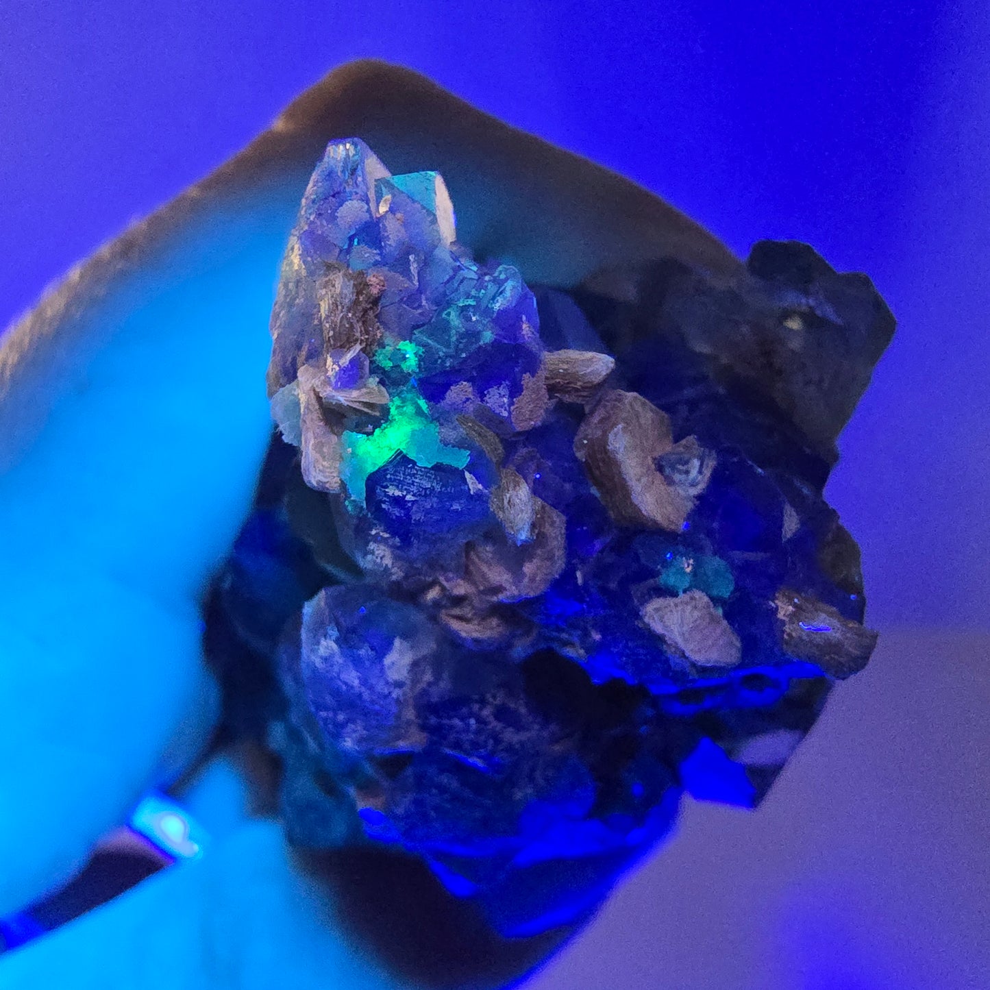 Phantom Fluorit, Hyalit, Muskovit Stufe Erongo, Namibia 52*34*31mm