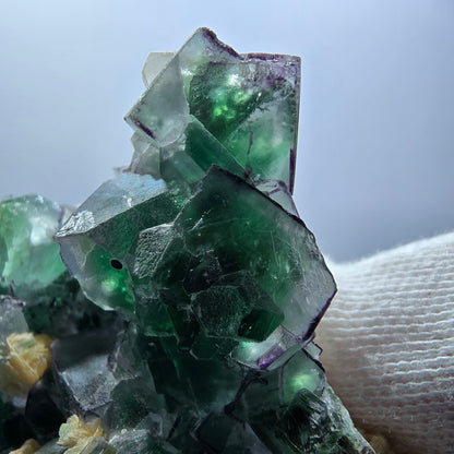 Phantom Fluorit zonal Schörl Rauchquarz Muskovit Hyalit Erongo, Namibia 69*56*40mm