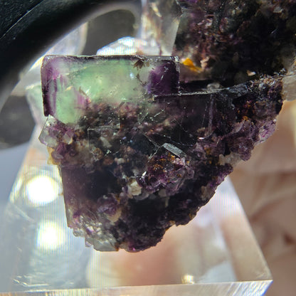 Phantom Fluorit Würfel, Quarz Stufe, grün lila Okorusu, Namibia 39*29*18mm