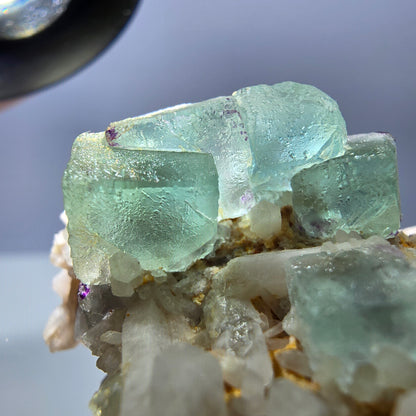 Rare cube de fluorite fantôme, spécimen de quartz vert Brandberg, Namibie, 57 x 33 x 37 mm 