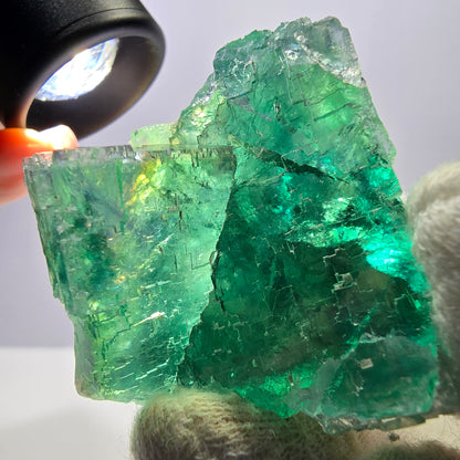 Seltene Phantom Fluorit Würfel Stufe parkettiert grün Okorusu Namibia 47*41*30mm