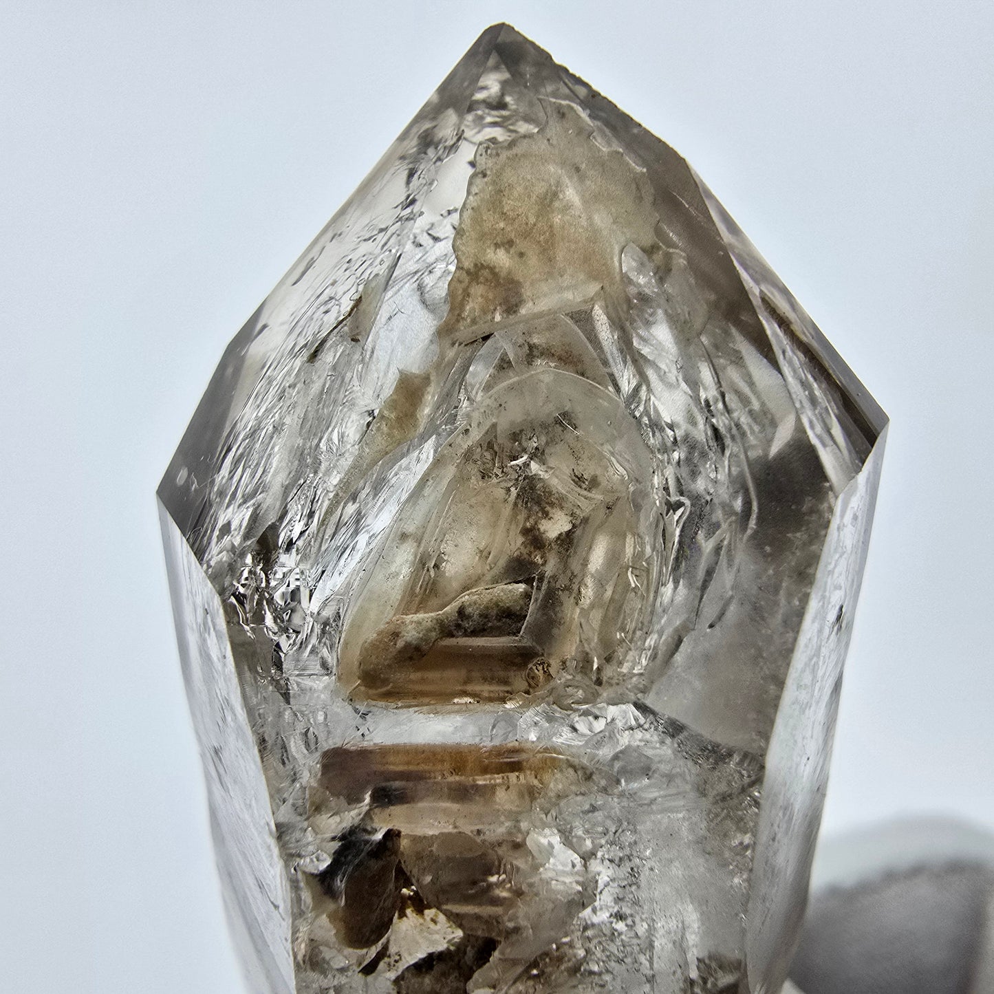 Enhydro Phantom Smoky Quartz Sceptre Tip 2x Bubble Goboboseb, Namibie 61*27*22mm 