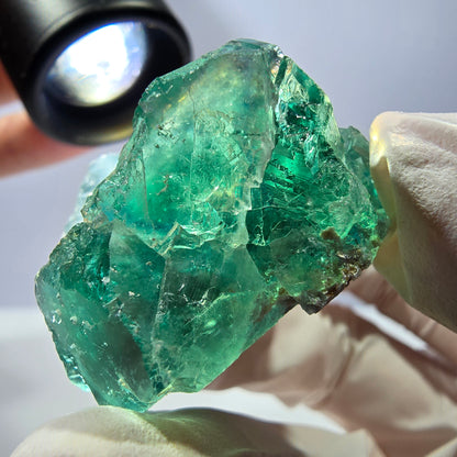 Spécimen de cube de fluorite fantôme transparente, vert parqueté, Okorusu, Namibie, 48 x 36 x 21 mm 