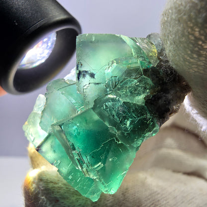 Rare spécimen de cube de fluorite fantôme, parqueté vert Okorusu, Namibie, 39 x 33 x 23 mm 