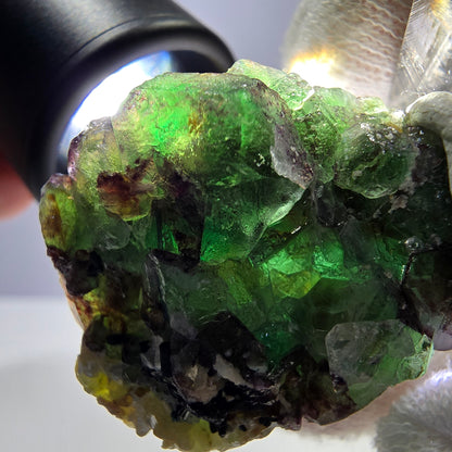 Cube de fluorite fantôme, spécimen hexagonal de tourmaline muscovite Schorl, Erongo, Namibie, 35 x 31 x 20 mm 