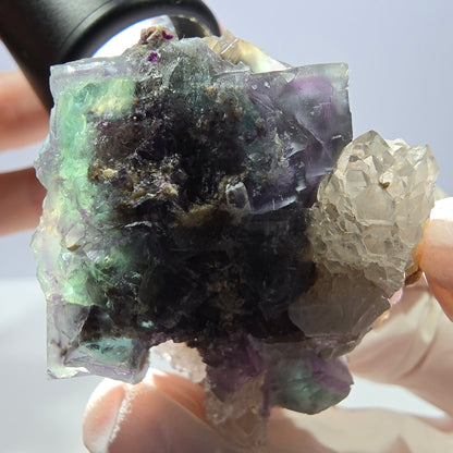 Rare cube de fluorite fantôme, spécimen de quartz vert violet Okorusu Namibie 42*41*24mm 