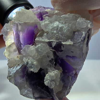 Rare cube de fluorite fantôme, spécimen de quartz violet Okorusu, Namibie, 53 x 42 x 24 mm 