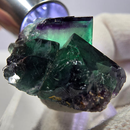 Spécimen zonal de cube de fluorite fantôme, vert violet, Okorusu, Namibie, 36 x 27 x 23 mm 