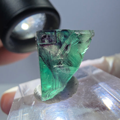 Phantom Fluorit Würfel Stufe, parkettiert grün lila Okorusu, Namibia 15*16*14mm